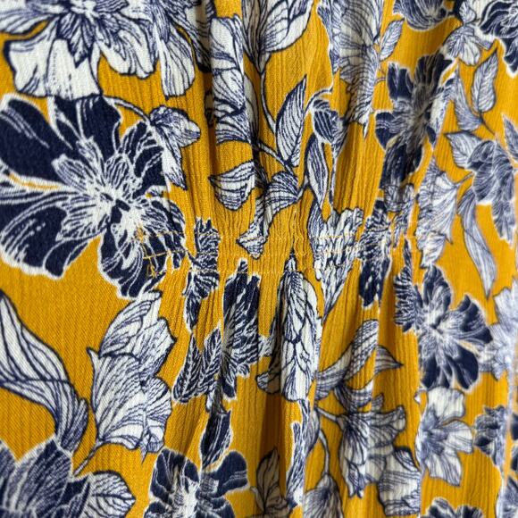 Magnolia Grace Top Women XL Yellow Floral V-Neck Boho Cottage Prairie Peasant - Picture 9 of 12